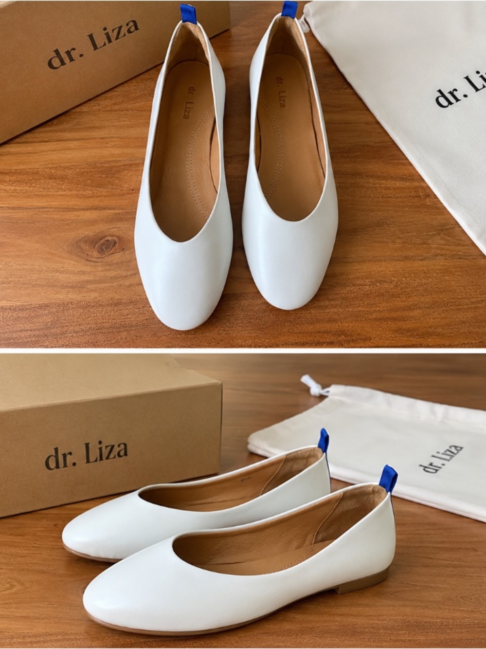 Dr. Liza Ballet Flats Ivory White Leather size 6